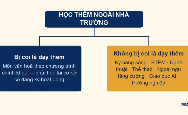 Sơ đồ phân loại học thêm ngoài nhà trường theo quy định mới