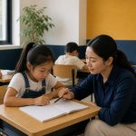 Giáo viên chữa bài riêng cho một học sinh