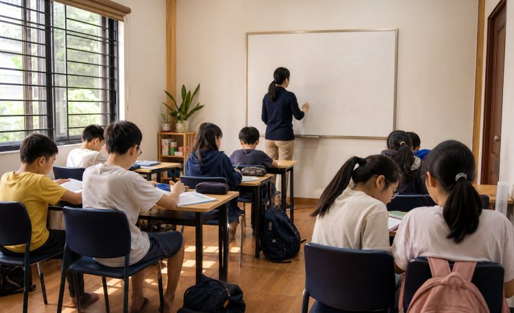 Không gian lớp học nhỏ tại Mona nhìn từ cuối lớp