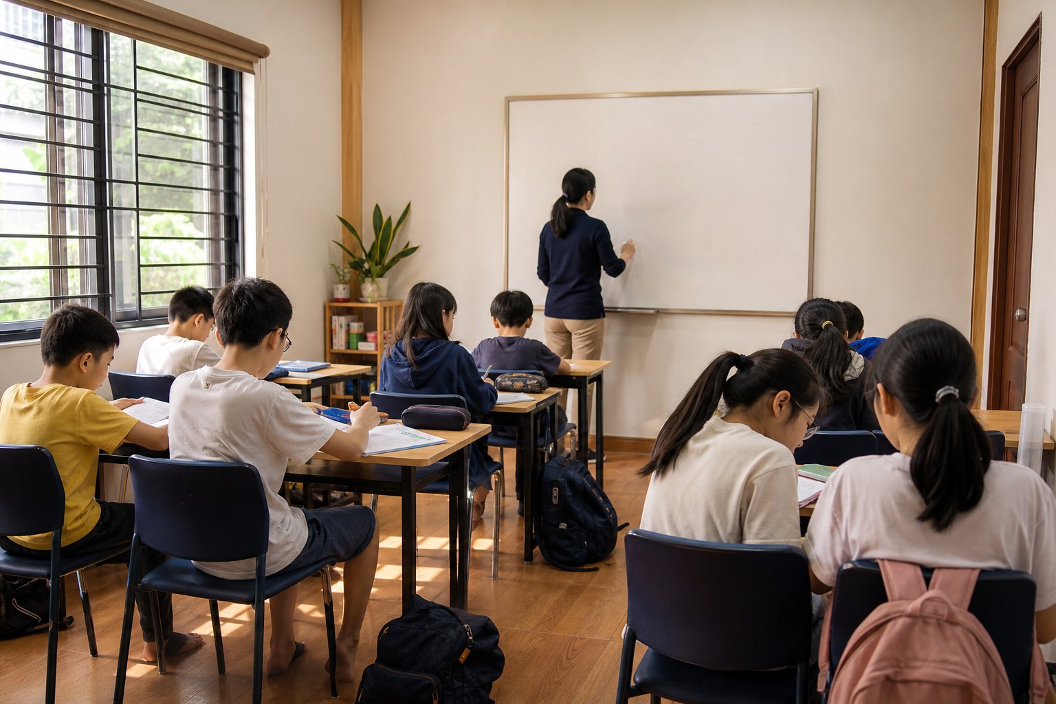 Không gian lớp học nhỏ tại Mona nhìn từ cuối lớp