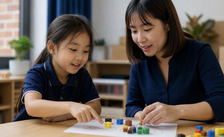 Giáo viên dùng khối đếm giải thích bài Toán cho học sinh tiểu học